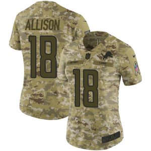 Fantastic Trendy Lions #18 Geronimo Allison Camo Women's Stitched NFL Limited 2018 Salute To Service Jersey