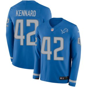 Fantastic Unique Lions #42 Devon Kennard Blue Team Color Youth Stitched NFL Limited Therma Long Sleeve Jersey