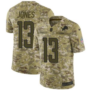 Gorgeous Authentic Luxurious Classic Lions #13 T.J. Jones Camo Youth Stitched NFL Limited 2018 Salute to Service Jersey