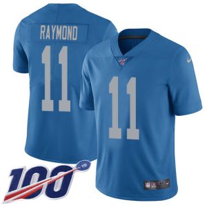 Gorgeous Chic Lions #11 Kalif Raymond Blue Throwback Men's Stitched NFL 100th Season Vapor Untouchable Limited Jersey