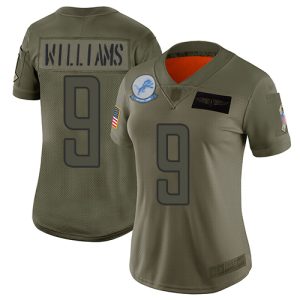 Gorgeous Classic Lions #9 Jameson Williams Camo Women's Stitched NFL Limited 2019 Salute To Service Jersey