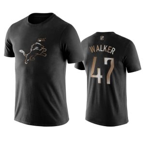 Gorgeous Exclusive Lions #47 Tracy Walker Black NFL Black Golden 100th Season T-Shirts
