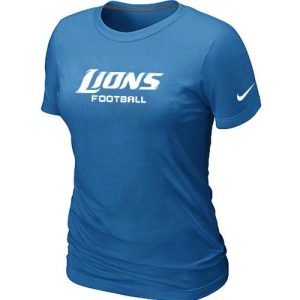 Gorgeous Graceful Handsome Women's Detroit Lions Sideline Legend Authentic Font T-Shirt L.Blue