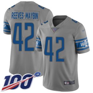 Gorgeous High Quality Lions #42 Jalen Reeves-Maybin Gray Men's Stitched NFL Limited Inverted Legend 100th Season Jersey