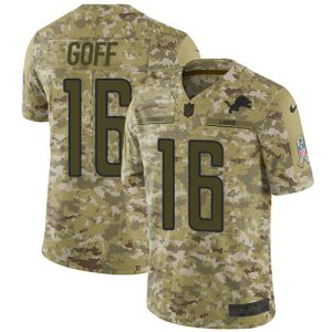 Gorgeous Modern Detroit Lions #16 Jared Goff Camo Youth Stitched NFL Limited 2018 Salute To Service Jersey