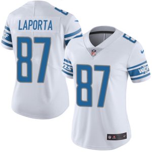 Gorgeous Smart Impressive Cool Lions #87 Sam LaPorta White Women's Stitched NFL Vapor Untouchable Limited Jersey
