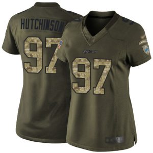 Graceful Alluring Comfortable Lions #97 Aidan Hutchinson Green Women's Stitched NFL Limited 2015 Salute to Service Jersey