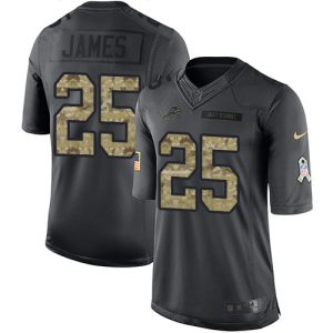 Graceful Attractive Authentic Lions #25 Craig James Black Men's Stitched NFL Limited 2016 Salute to Service Jersey