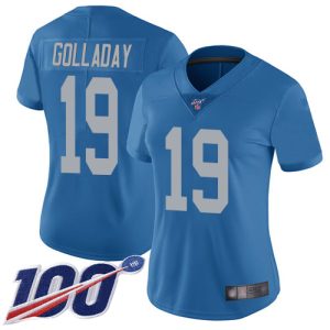 Graceful Authentic Cool Lions #19 Kenny Golladay Blue Throwback Women's Stitched NFL 100th Season Vapor Limited Jersey