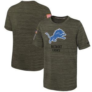 Graceful Chic Detroit Lions Youth 2022 Salute To Service Velocity T-Shirt - Olive