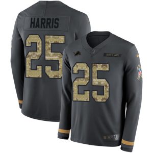 Graceful Chic Unique Premium Lions #25 Will Harris Anthracite Salute to Service Men's Stitched NFL Limited Therma Long Sleeve Jersey