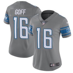 Graceful Comfortable Exquisite Detroit Lions #16 Jared Goff Gray Women's Stitched NFL Limited Rush Jersey