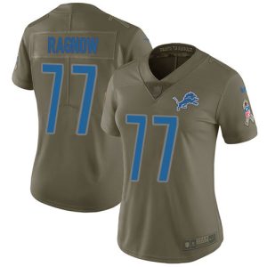 Graceful Cool Dashing Alluring Lions #77 Frank Ragnow Olive Women's Stitched NFL Limited 2017 Salute To Service Jersey