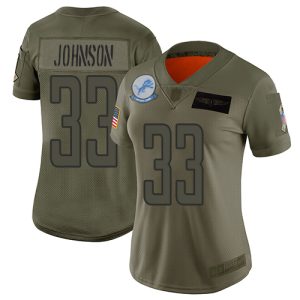Graceful Cool Marvelous Luxurious Lions #33 Kerryon Johnson Camo Women's Stitched NFL Limited 2019 Salute to Service Jersey