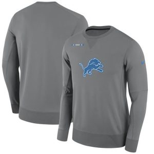 Graceful Cool Men's Detroit Lions Charcoal Sideline Team Logo Performance Sweatshirt