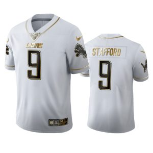 Graceful Cool Trendy Detroit Lions #9 Matthew Stafford Men's White Golden Edition Vapor Limited NFL 100 Jersey