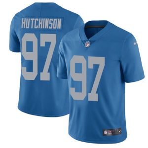 Graceful Dashing Classic Stunning Lions #97 Aidan Hutchinson Blue Throwback Youth Stitched NFL Vapor Untouchable Limited Jersey