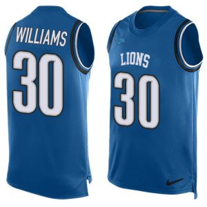 Graceful Dashing Lions #30 Jamaal Williams Blue Team Color Men's Stitched NFL Limited Tank Top Jersey