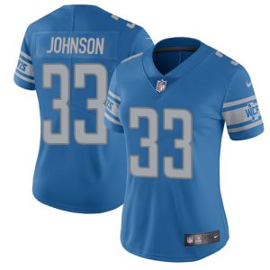 Graceful Exclusive Lions #33 Kerryon Johnson Light Blue Team Color Women's Stitched NFL Vapor Untouchable Limited Jersey