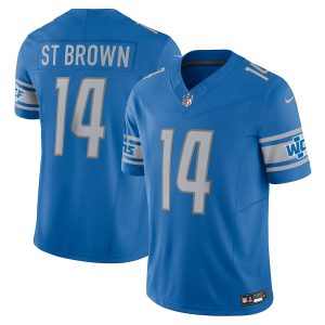Graceful Handsome Detroit Lions #14 Amon-Ra St. Brown Men's Blue Vapor F.U.S.E. Limited Jersey