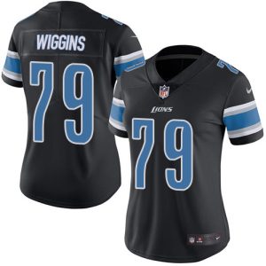 Graceful Impressive Attractive Authentic Lions #79 Kenny Wiggins Black Women's Stitched NFL Limited Rush Jersey