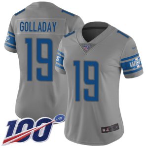 Graceful Impressive Lions #19 Kenny Golladay Gray Women's Stitched NFL Limited Inverted Legend 100th Season Jersey