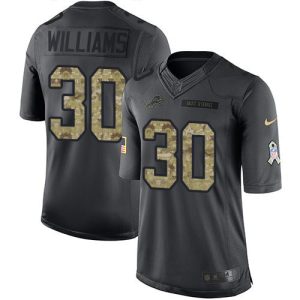 Graceful Luxurious Stunning Authentic Lions #30 Jamaal Williams Black Youth Stitched NFL Limited 2016 Salute to Service Jersey