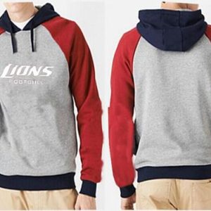 Graceful Luxurious Stylish Exquisite Detroit Lions English Version Pullover Hoodie Grey & Red