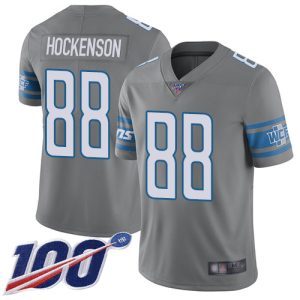 Graceful Sleek Lions #88 T.J. Hockenson Gray Men's Stitched NFL Limited Rush 100th Season Jersey