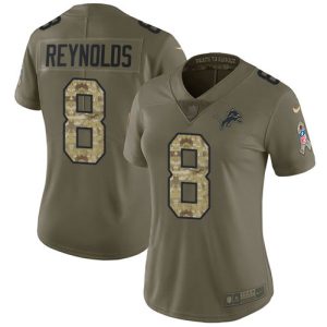 Graceful Smart Lions #8 Josh Reynolds Olive/Camo Women's Stitched NFL Limited 2017 Salute To Service Jersey