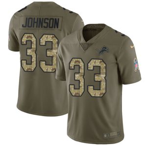 Graceful Stylish Lions #33 Kerryon Johnson Olive/Camo Youth Stitched NFL Limited 2017 Salute to Service Jersey