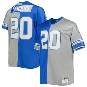 Graceful Trendy Stylish Premium Barry Sanders Detroit Lions Big & Tall Split Legacy Retired Player Replica Jersey - Blue