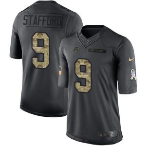 Handsome Cool Modern Lions #9 Matthew Stafford Black Men's Stitched NFL Limited 2016 Salute To Service Jersey
