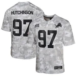 Handsome Dashing Aidan Hutchinson Detroit Lions Nike Youth 2024 Salute to Service Game Jersey - Arctic Camo