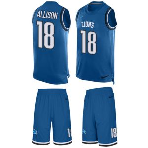 Handsome Dashing Modern Lions #18 Geronimo Allison Blue Team Color Men's Stitched NFL Limited Tank Top Suit Jersey