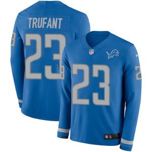 Handsome Elegant Lions #23 Desmond Trufant Blue Team Color Men's Stitched NFL Limited Therma Long Sleeve Jersey