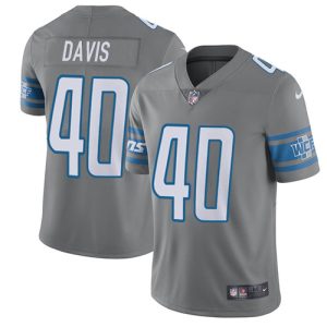 Handsome Exclusive Lions #40 Jarrad Davis Gray Men's Stitched NFL Limited Rush Jersey