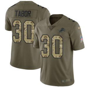 Handsome Exquisite Trendy Alluring Lions #30 Teez Tabor Olive/Camo Youth Stitched NFL Limited 2017 Salute to Service Jersey