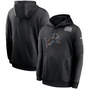Handsome Fabulous Detroit Lions 2020 NFL Crucial Catch Sideline Performance Pullover Hoodie Black