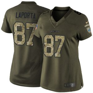 Handsome Gorgeous Lions #87 Sam LaPorta Green Women's Stitched NFL Limited 2015 Salute to Service Jersey