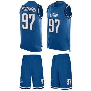 Handsome Graceful Smart Lions #97 Aidan Hutchinson Blue Team Color Men's Stitched NFL Limited Tank Top Suit Jersey