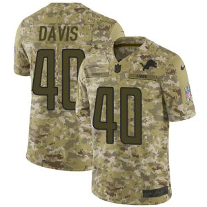 Handsome Luxurious Sleek Lions #40 Jarrad Davis Camo Youth Stitched NFL Limited 2018 Salute to Service Jersey