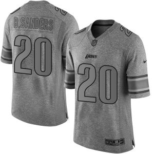 Handsome Modern Lions #20 Barry Sanders Gray Men's Stitched NFL Limited Gridiron Gray Jersey