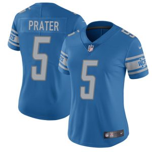 Handsome Modern Lions #5 Matt Prater Light Blue Team Color Women's Stitched NFL Vapor Untouchable Limited Jersey