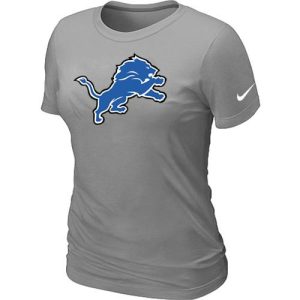 Handsome Sleek Women's Detroit Lions Logo NFL T-Shirt Light Grey