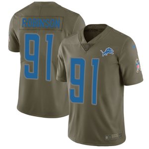 Handsome Unique Marvelous Lions #91 A'Shawn Robinson Olive Men's Stitched NFL Limited 2017 Salute to Service Jersey