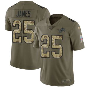 High Quality Alluring Gorgeous Lions #25 Craig James Olive/Camo Youth Stitched NFL Limited 2017 Salute To Service Jersey