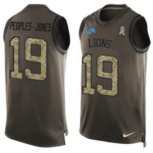 High Quality Authentic Graceful Trendy Lions #19 Donovan Peoples-Jones Green Men's Stitched NFL Limited Salute To Service Tank Top Jersey