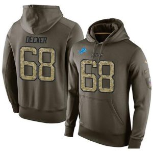 High Quality Authentic Unique Exquisite NFL Men's Detroit Lions #68 Taylor Decker Stitched Green Olive Salute To Service KO Performance Hoodie