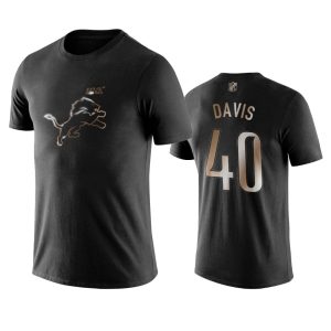 High Quality Classic Lions #40 Jarrad Davis Black NFL Black Golden 100th Season T-Shirts